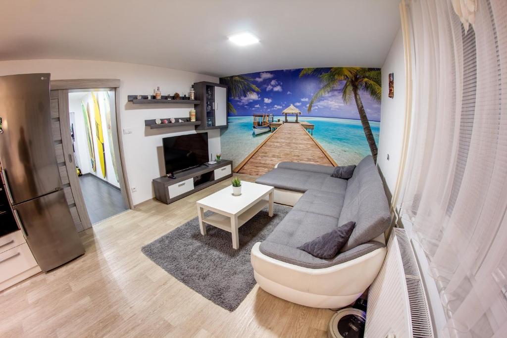 TV a/nebo společenská místnost v ubytování Modern Apartment Klatovy