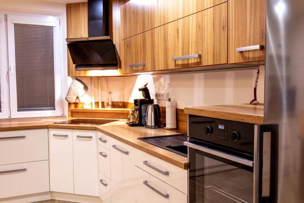 Kuchyň nebo kuchyňský kout v ubytování Modern Apartment Klatovy
