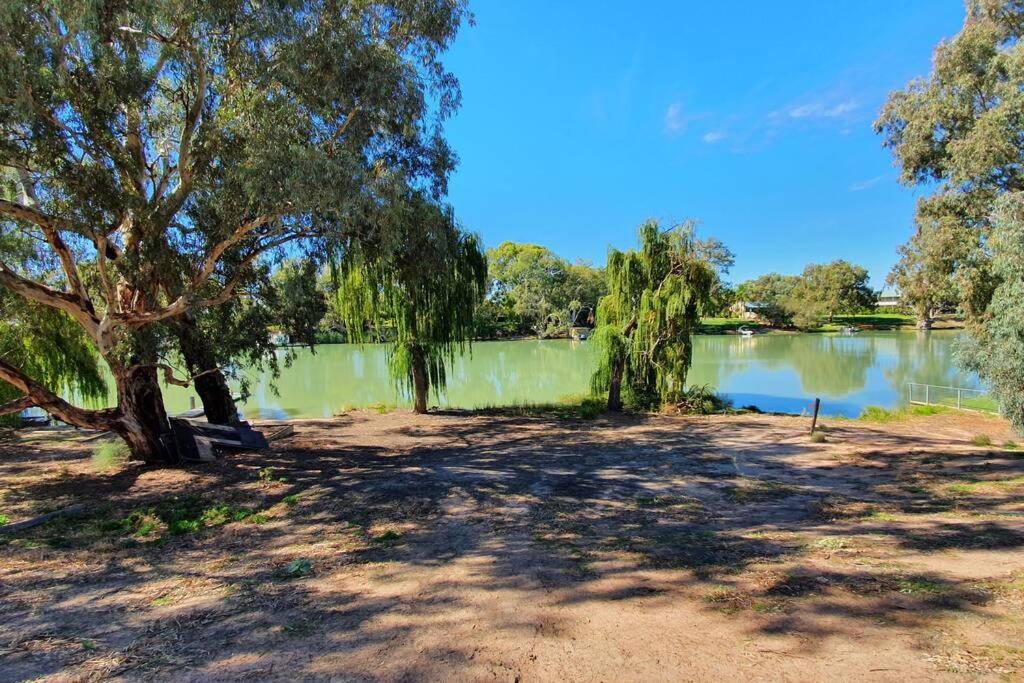 a park with a lake and a tree and trees at Bellview Holiday House in Wentworth