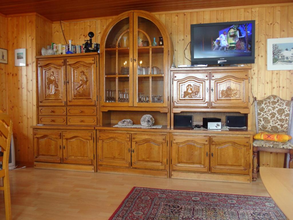 TV a/nebo společenská místnost v ubytování Chalet Sven & Marc Grächen, Niedergrächen Vallis