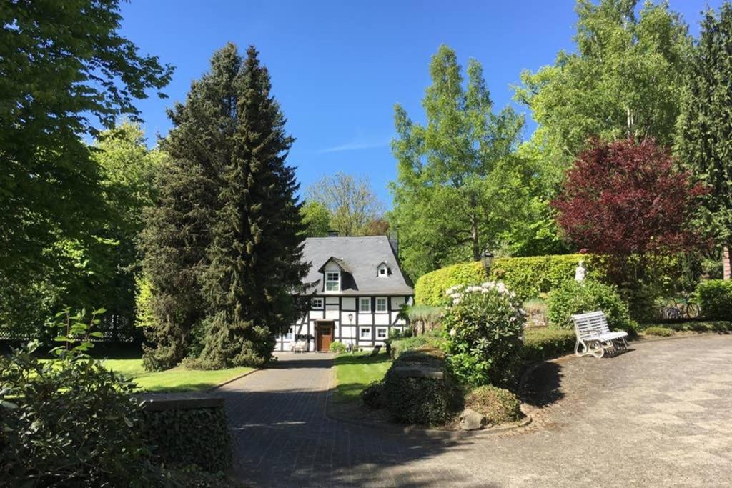 a house with a bench in front of it at Ferienwohnung „Forsthaus Bigge“ in Olsberg