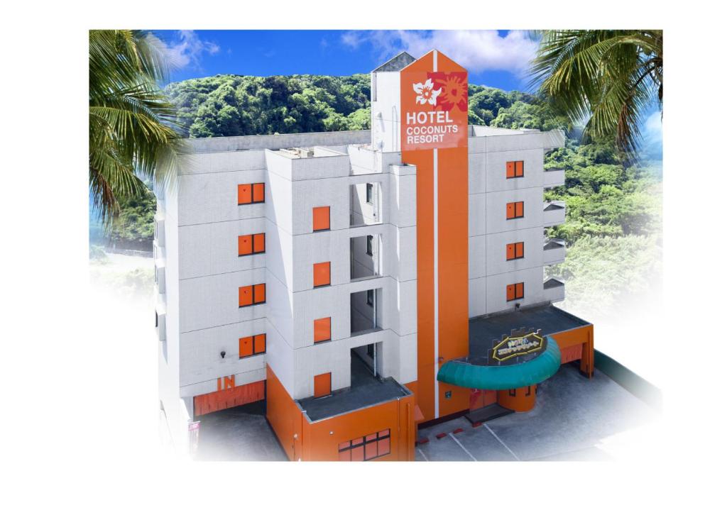 鹿児島市にある鹿児島 ココナッツリゾート マリーナ（レジャーホテル））の建物のあるホテルの模型