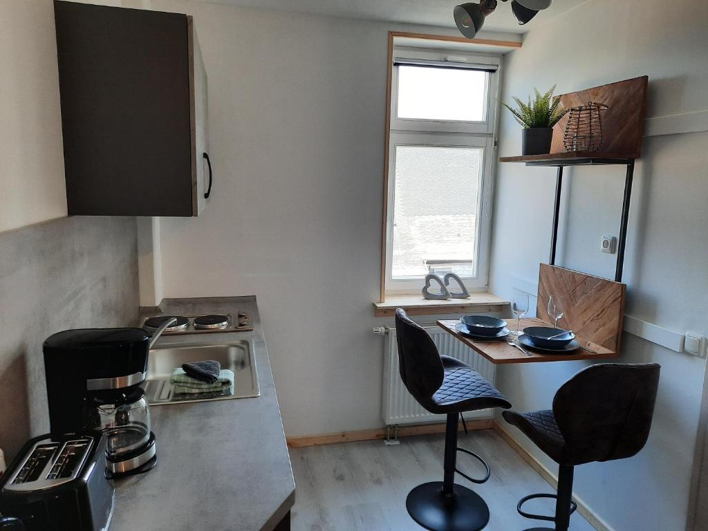 Kuchyň nebo kuchyňský kout v ubytování Apartments und Bistro Zum Glasmacher