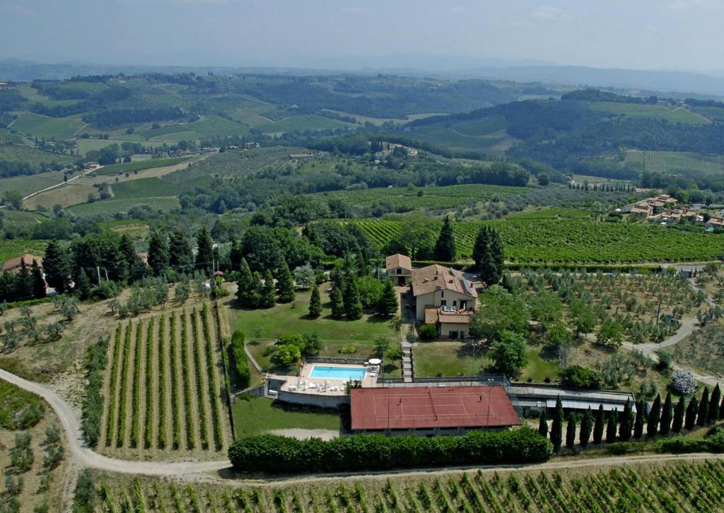 an aerial view of a estate with a vineyard at Agriturismo Le Pianore in Montespertoli