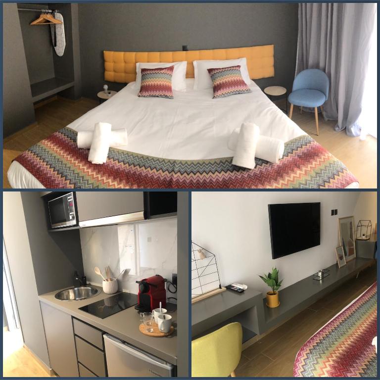 Postel nebo postele na pokoji v ubytování Metropolitan Complex Suite Faliro