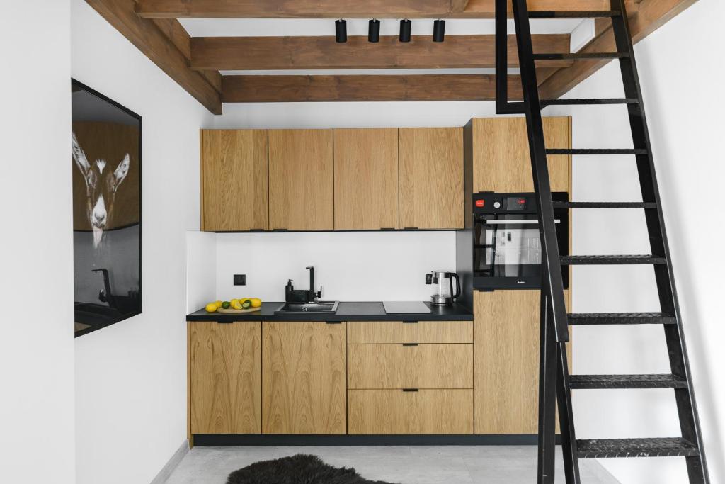 Kuchyň nebo kuchyňský kout v ubytování Aparthotel Narciarska 2