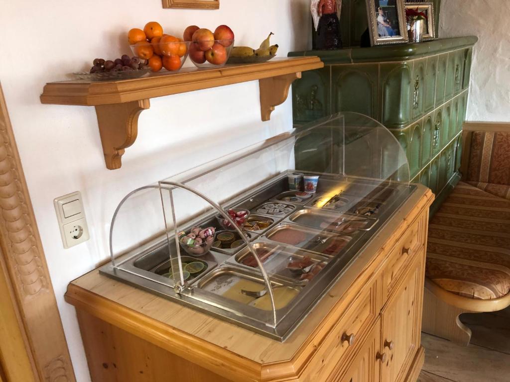 Kuchyň nebo kuchyňský kout v ubytování Hotel Haus Seehang