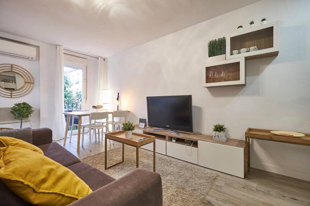 a living room with a couch and a flat screen tv at Apartment SAN MIGUEL in Madrid