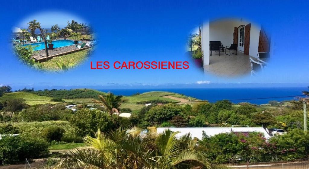 una casa con vista sull'oceano e le parole "las congresses" di La case curcuma a Saint-Joseph