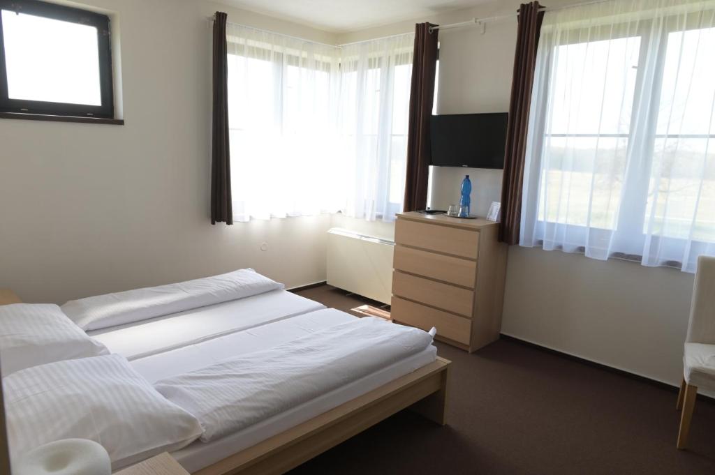 Postel nebo postele na pokoji v ubytování Penzion Švýcarský dům