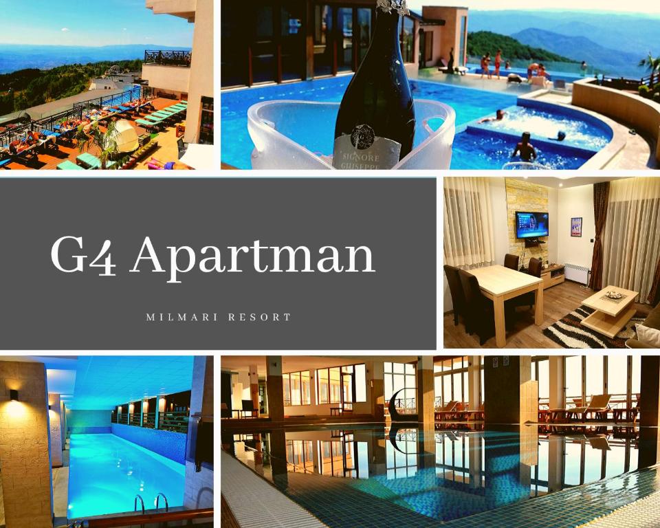 un collage de photos d'un hôtel avec une piscine dans l'établissement G4 Apartment Milmari, à Kopaonik