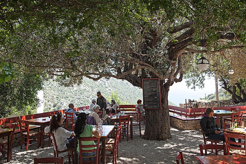 Reštaurácia alebo iné gastronomické zariadenie v ubytovaní Christos Place-Anidri