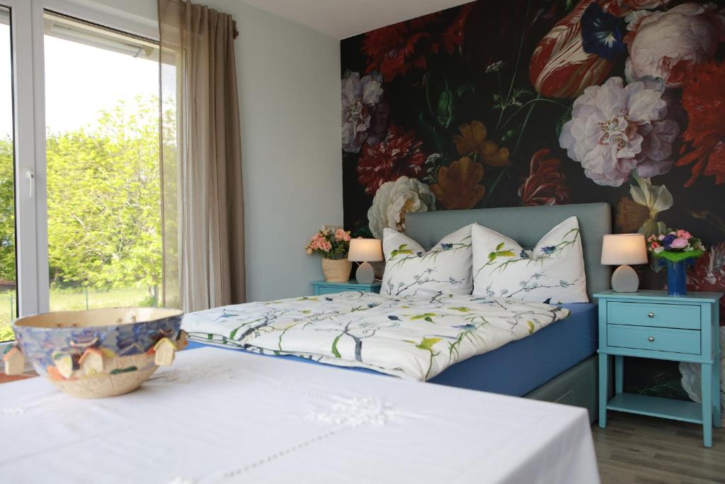 Postel nebo postele na pokoji v ubytování Auberge L'Art