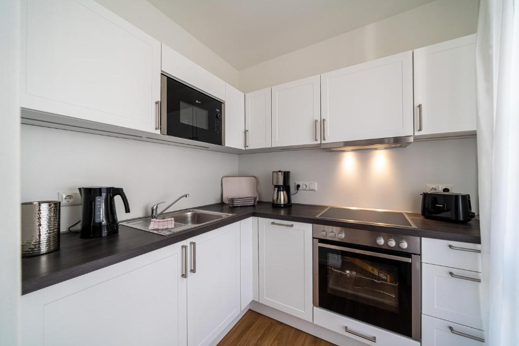Kuchyň nebo kuchyňský kout v ubytování Haus Heidelberg