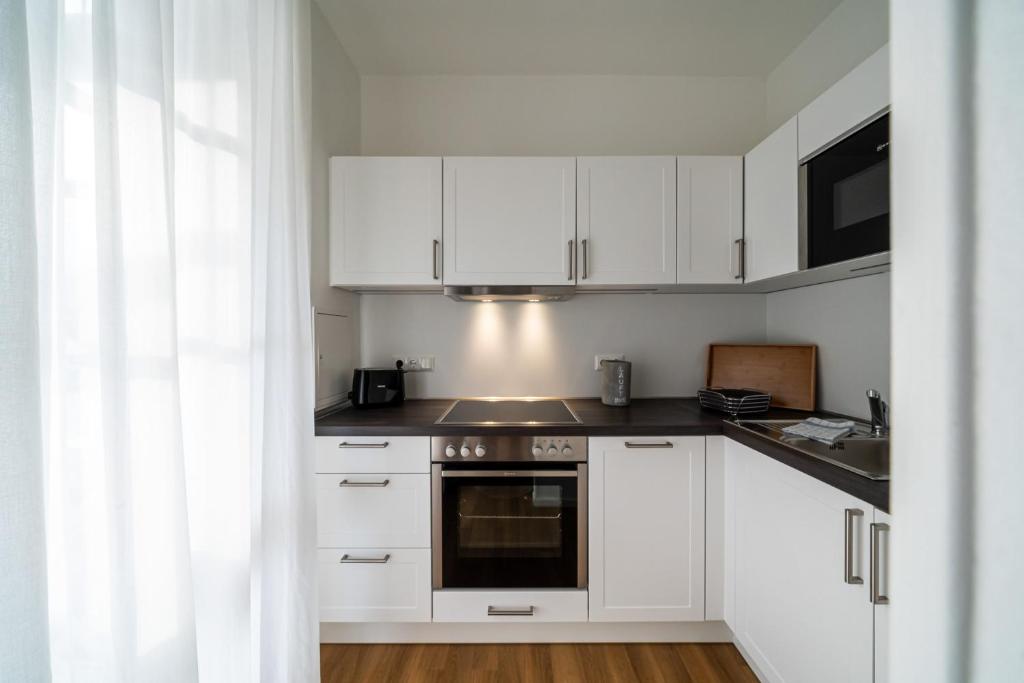 Kuchyň nebo kuchyňský kout v ubytování Haus Heidelberg