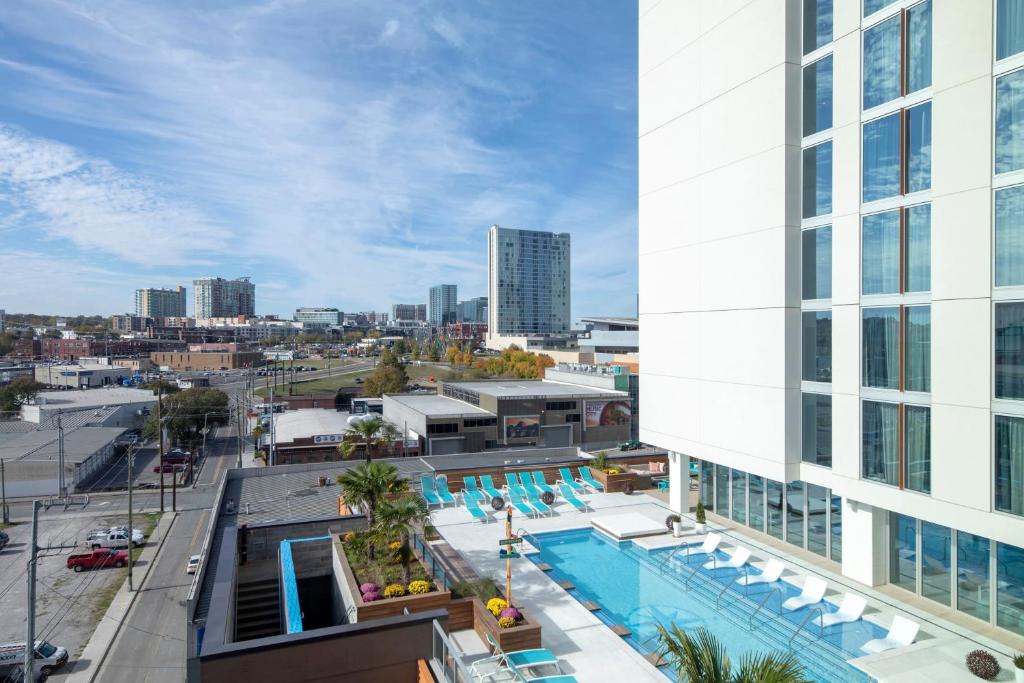 an overhead view of a swimming pool on the side of a building at Margaritaville Vacation Club by Wyndham Nashville in Nashville