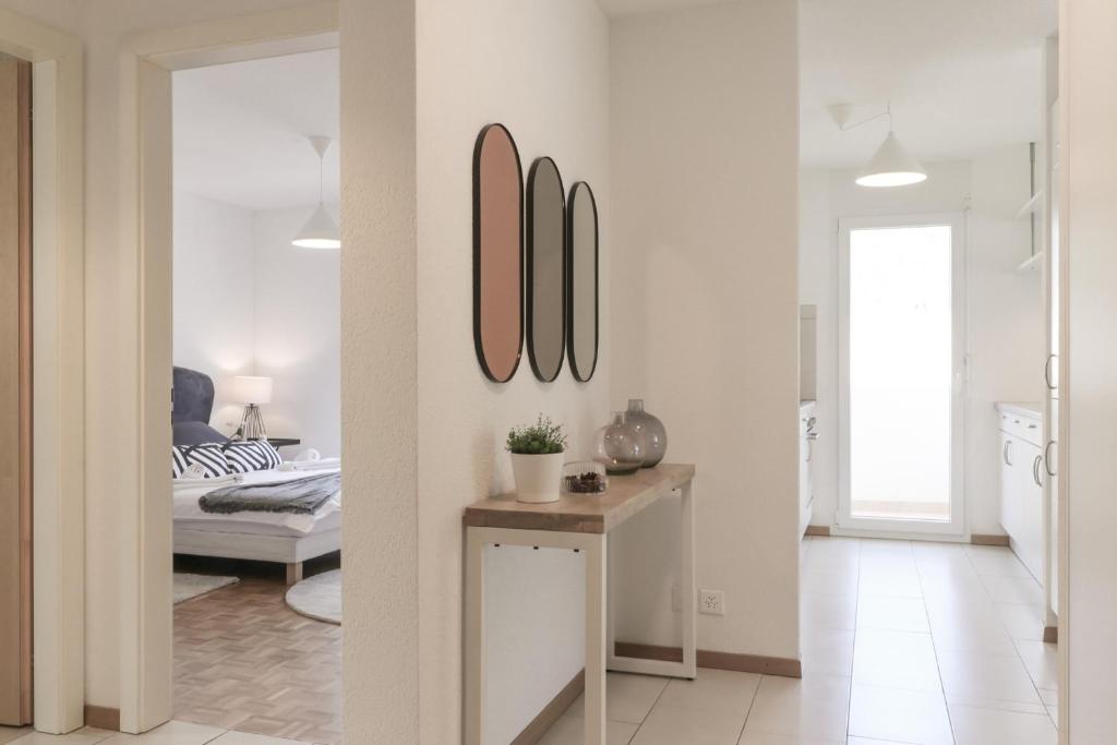 Postel nebo postele na pokoji v ubytování Nice apartment ideally located in Martigny