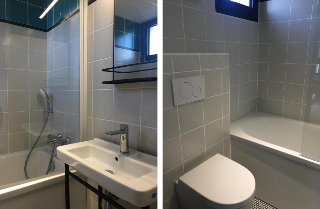 Koupelna v ubytování Hotel Cantosorgue