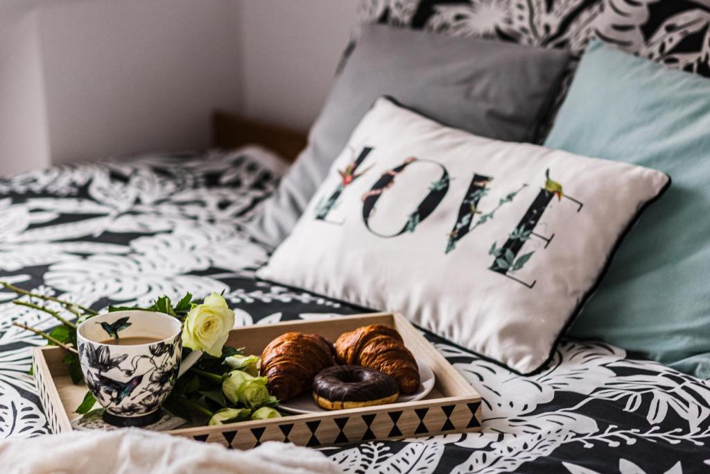 Posteľ alebo postele v izbe v ubytovaní Apartament Dobre Miejsce