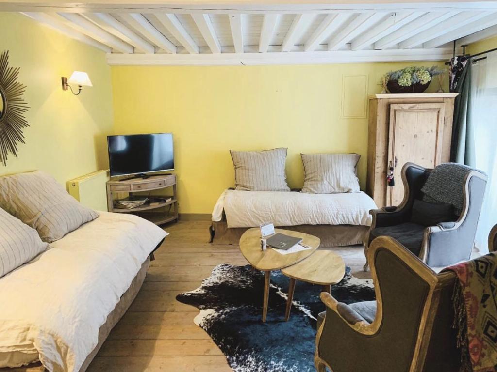 La Cour Sainte Catherine demeure de charmeにあるテレビまたはエンターテインメントセンター
