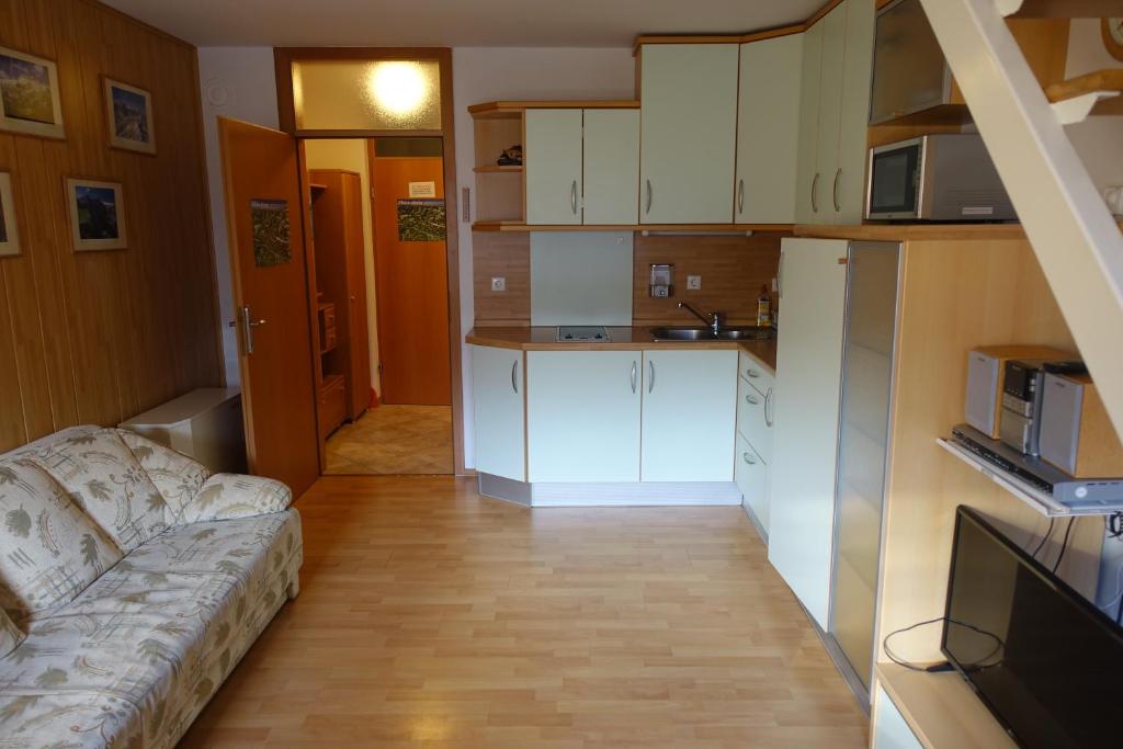 Kuchyň nebo kuchyňský kout v ubytování Apartments Kaninska Vas