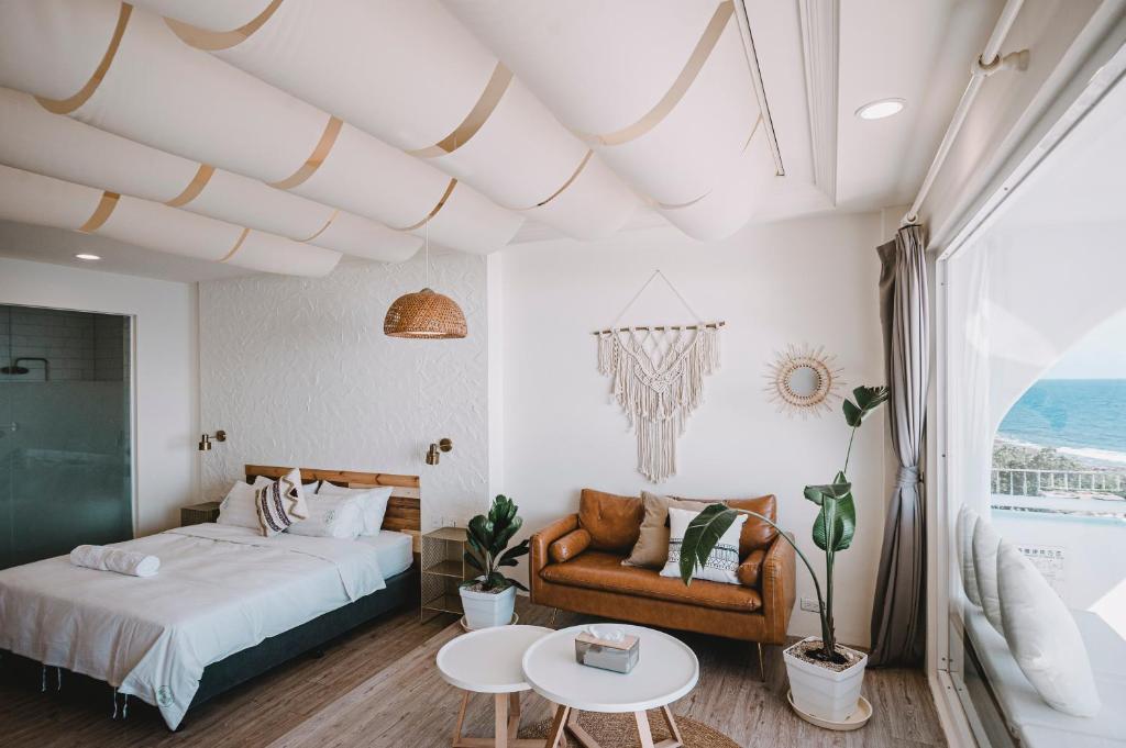 Katil atau katil-katil dalam bilik di Yellow's Kenting B&B II
