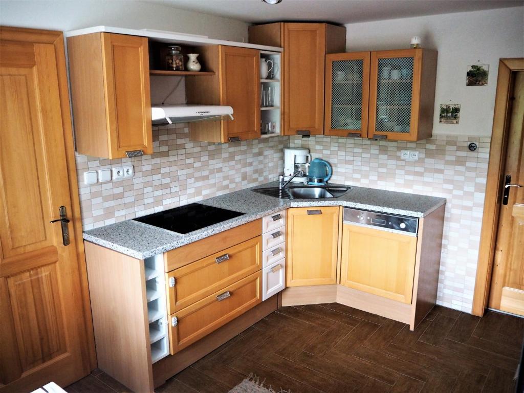Kuchyň nebo kuchyňský kout v ubytování Apartmán Adam