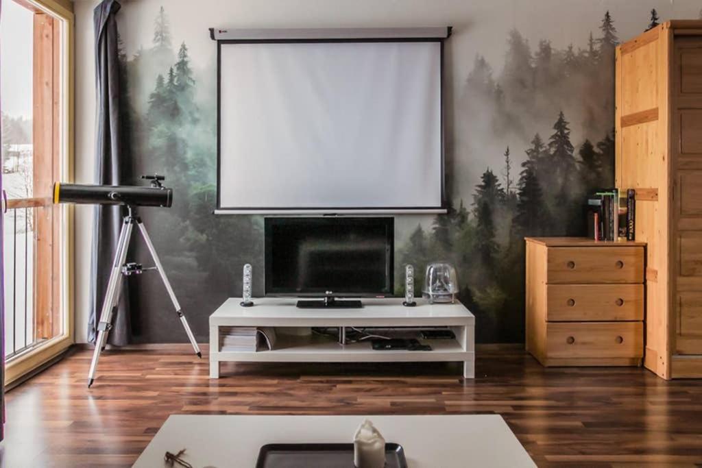 TV a/nebo společenská místnost v ubytování Rodinný apartmán v srdci Šumavy