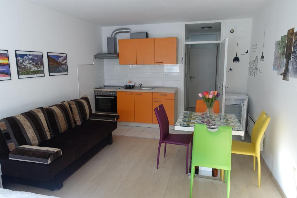 Kuchyň nebo kuchyňský kout v ubytování Apartments Kaninska Vas
