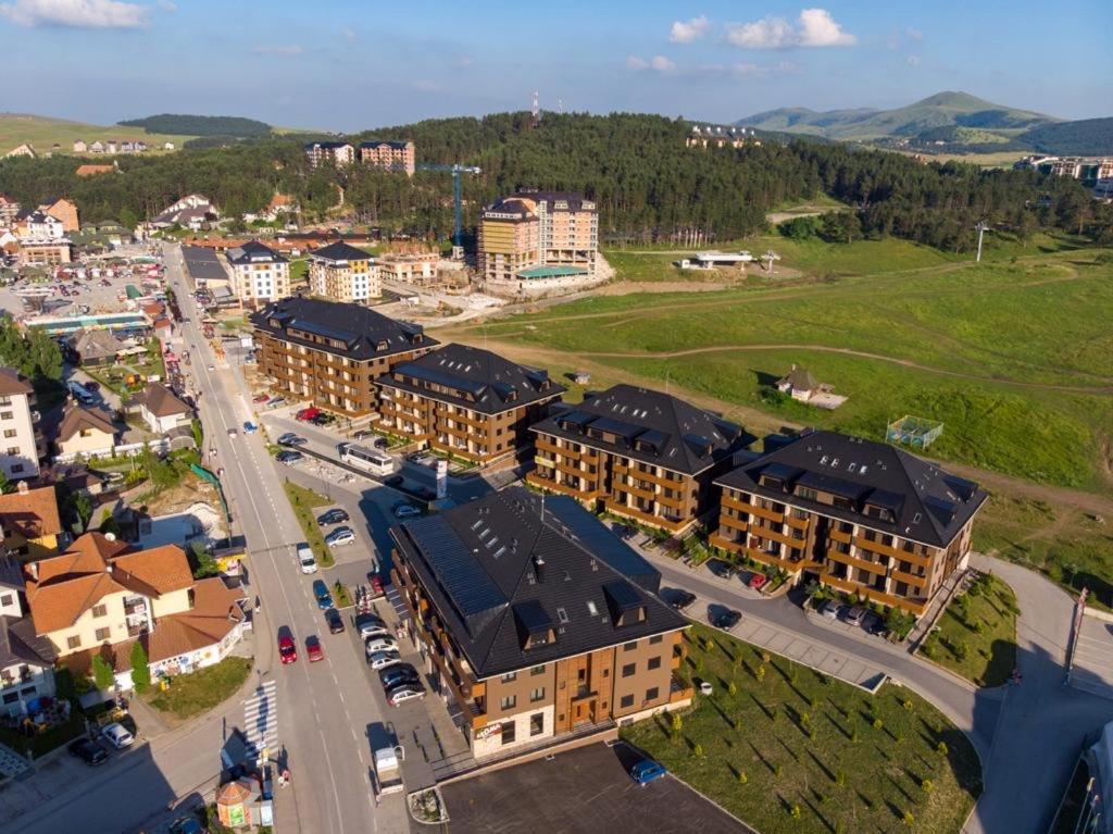 an aerial view of a city with buildings at Apartman Dragisic Kalman J15,D8 in Zlatibor