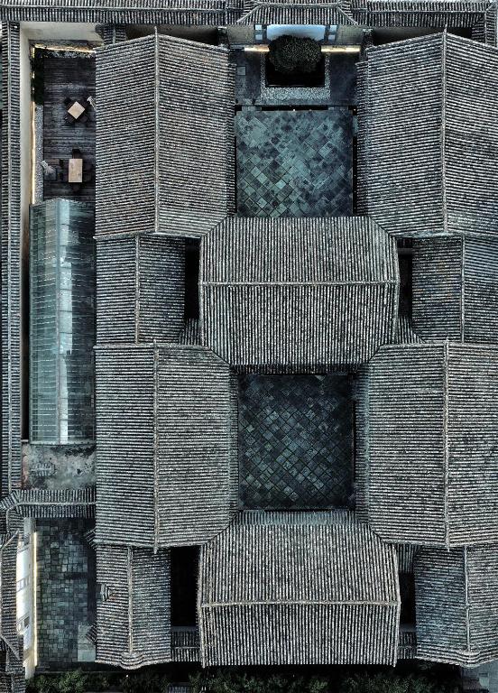 an aerial view of a building with stairs at Dali Sky Valley Heritage Boutique Hotel in Dali