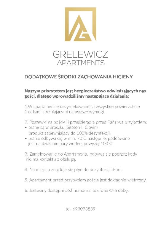 Certifikát, ocenenie alebo iný dokument vystavený v ubytovaní Grelewicz Apartments-MyPlace