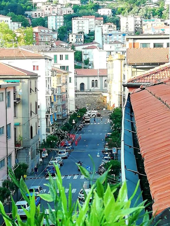 widok na ulicę miejską z zaparkowanymi samochodami w obiekcie Affittacamere ELVI w mieście La Spezia