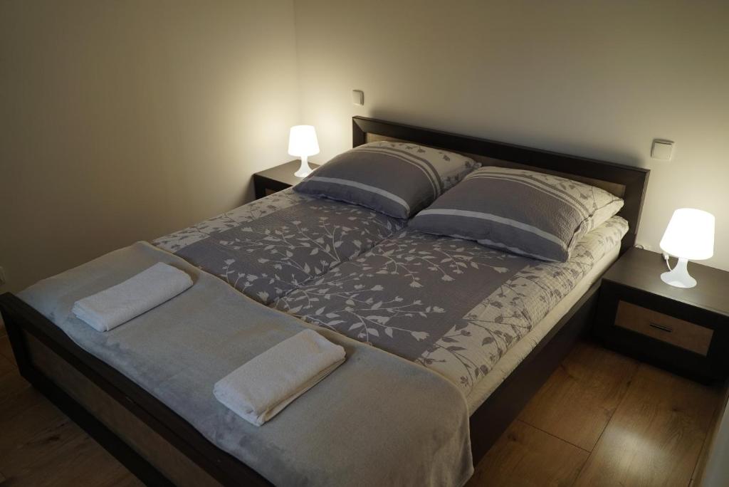 Posteľ alebo postele v izbe v ubytovaní Apartament Nałęczów dom pod orzechami