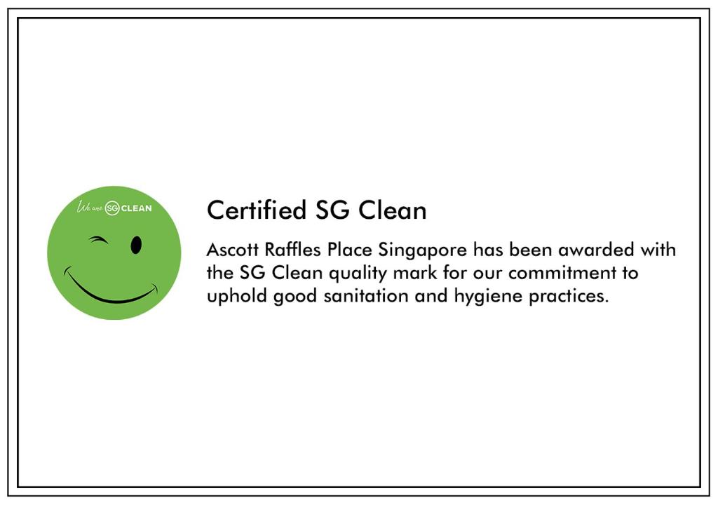 Chứng chỉ, giải thưởng, bảng hiệu hoặc các tài liệu khác trưng bày tại Ascott Raffles Place Singapore