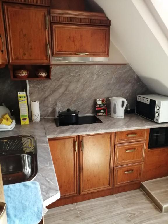 A kitchen or kitchenette at Top Center Apartment and Rooms Varna