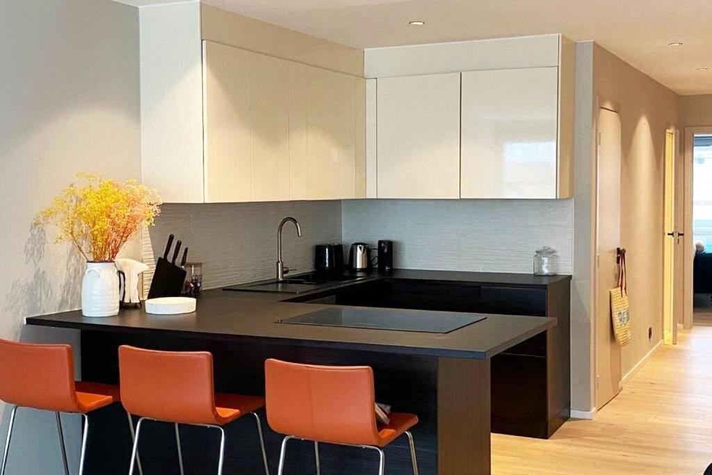 Kuchyň nebo kuchyňský kout v ubytování modern appartement near beach in Knokke