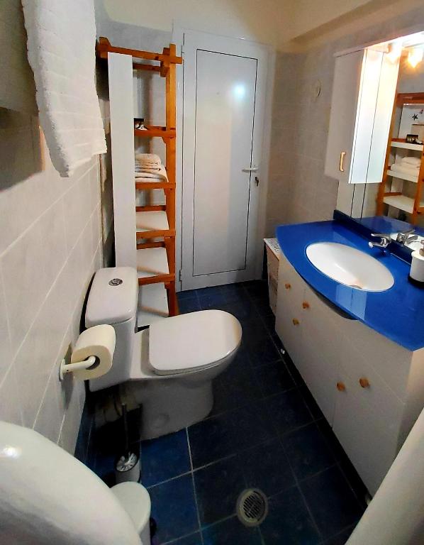 a bathroom with a toilet and a sink at Nefeli in Livadi