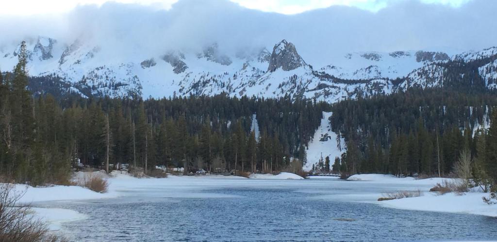 vistas a un río con una montaña cubierta de nieve en Mountainback #38 en Mammoth Lakes