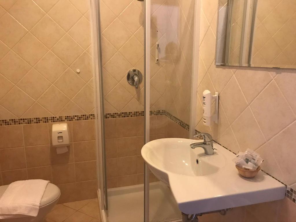 Koupelna v ubytování Albergo Ristorante Uspa