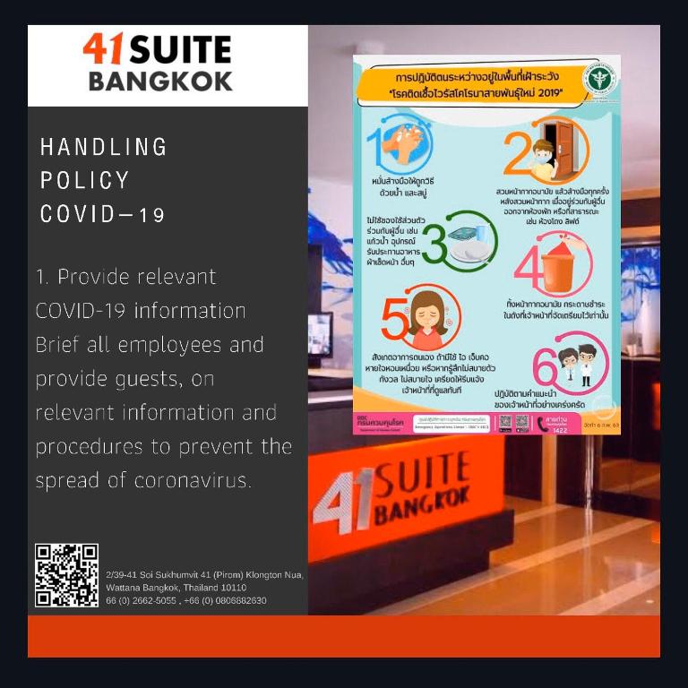Certifikát, hodnocení, plakát nebo jiný dokument vystavený v ubytování 41 Suite Bangkok