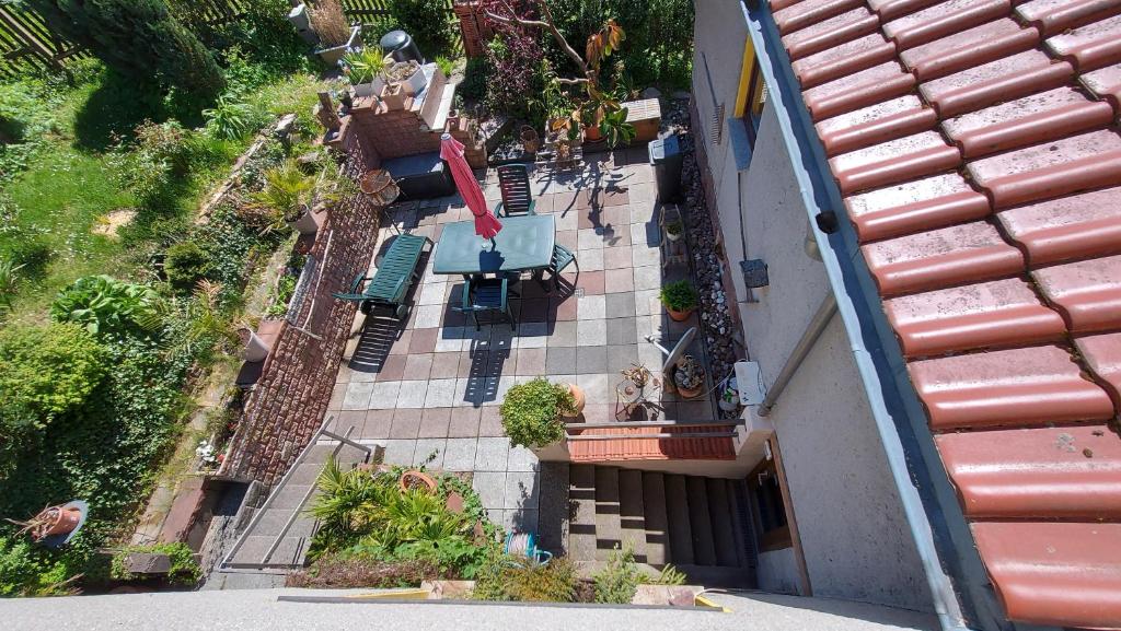 an overhead view of a balcony of a building at Ferienhaus Am Kirchberg in Kurort Steinbach-Hallenberg