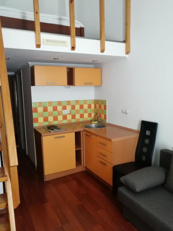 Kuchyň nebo kuchyňský kout v ubytování Reno Hotel