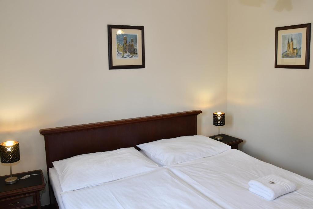 Postel nebo postele na pokoji v ubytování Hotel Buchlovice
