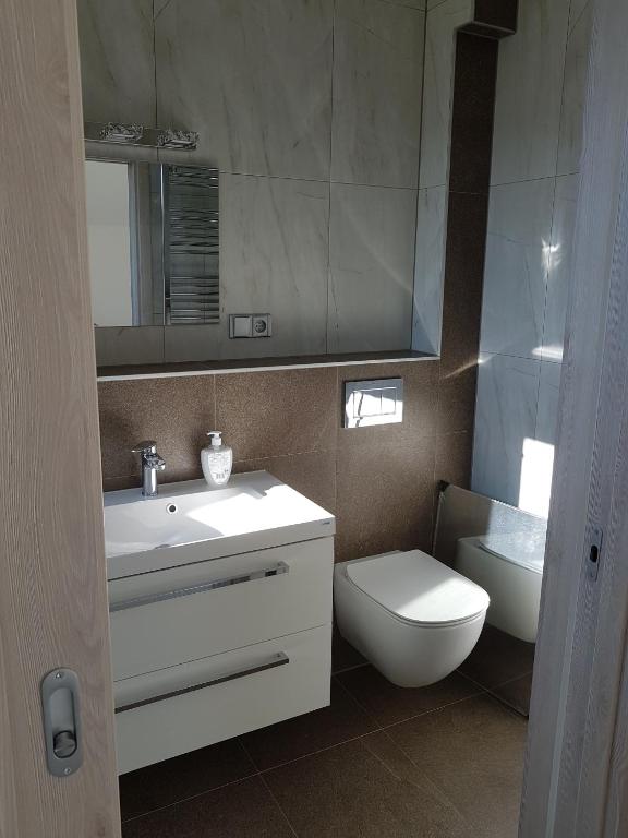 Koupelna v ubytování Apartmány Stráň