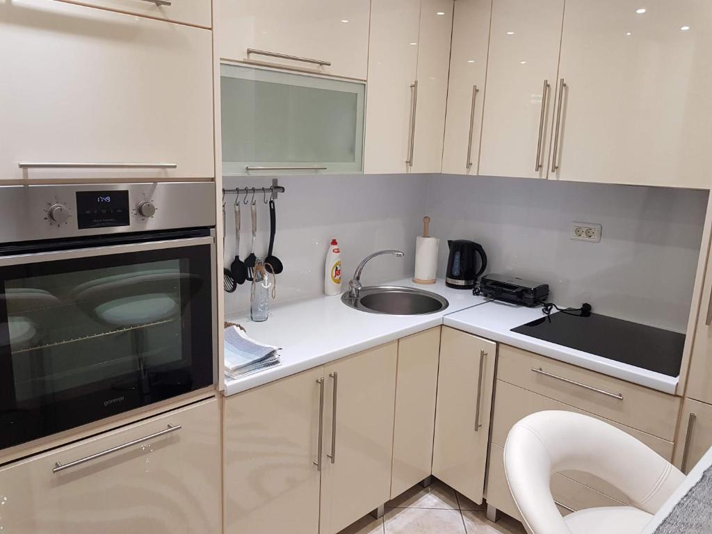Kuchyň nebo kuchyňský kout v ubytování Apartment Prima