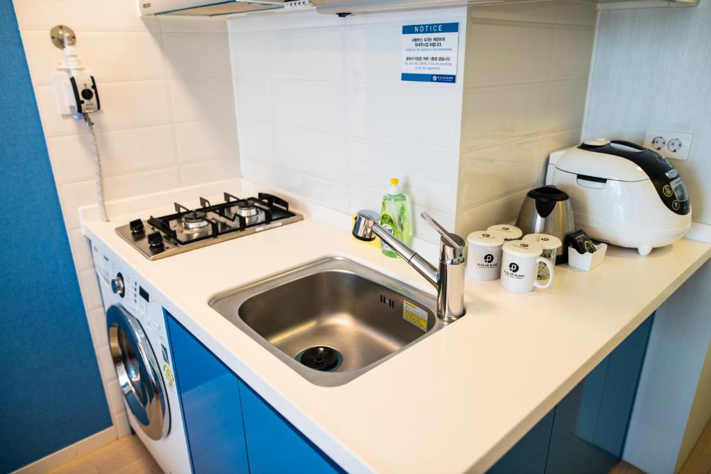 Kuchyň nebo kuchyňský kout v ubytování Plea De Blanc Hotel & Residence