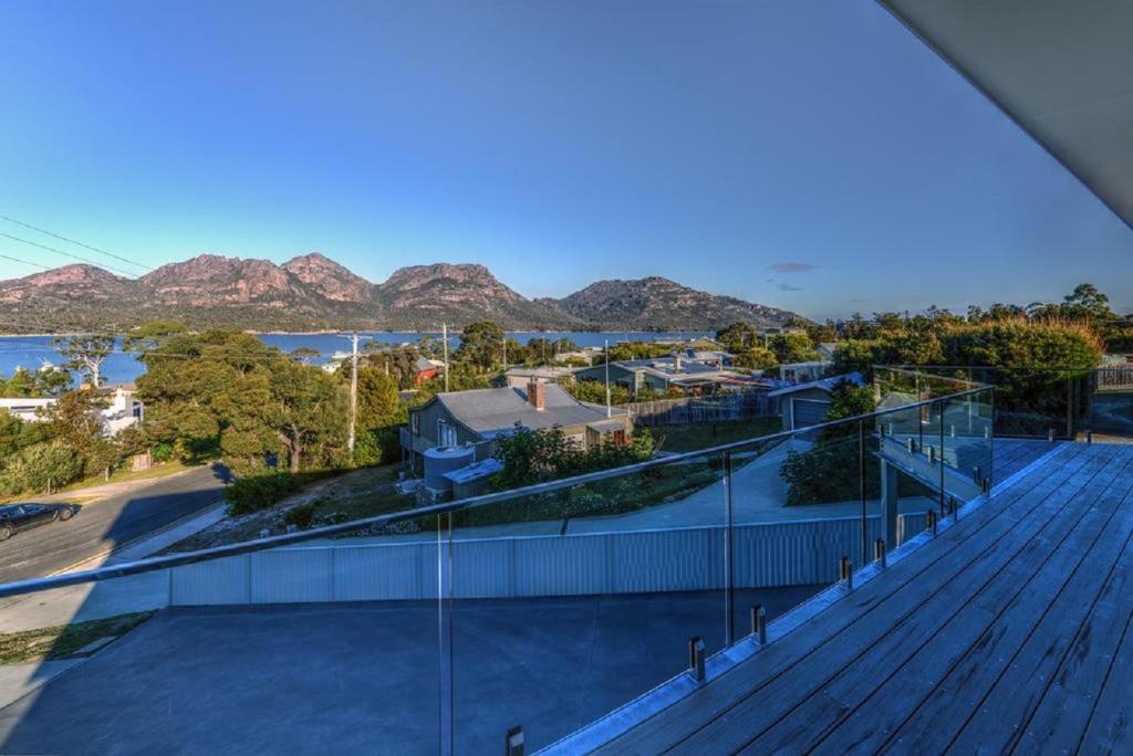 a view of a skate park with mountains in the background at Deja Blu 1 in Coles Bay