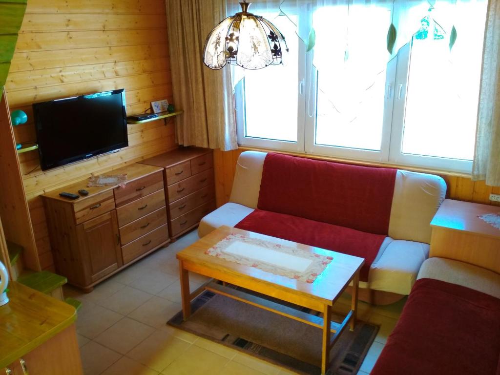 TV a/nebo společenská místnost v ubytování PEPASÓWKA Chatka Puchatka