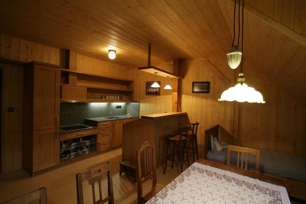 Kuchyň nebo kuchyňský kout v ubytování Apartmány Chalupa u Floriánka